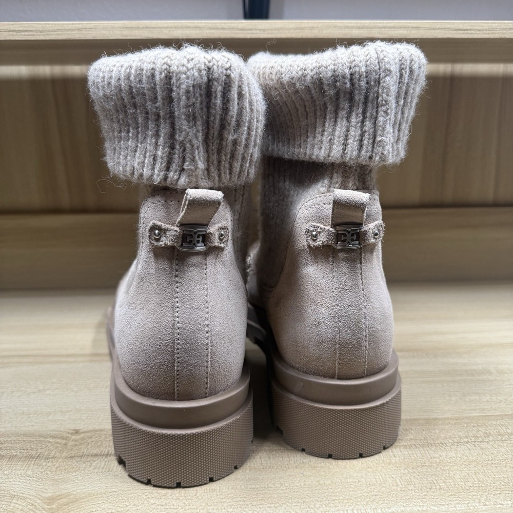 Sam Edelman Steele‎ Knit Chelsea Boot Chunky Lug Sole Suede Leather Cozy Tan 10 - Picture 6 of 9